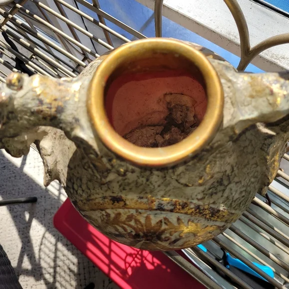 Unique Vase With Bronze Like Finish 9.5 Inches Tall - Picture 2 of 3